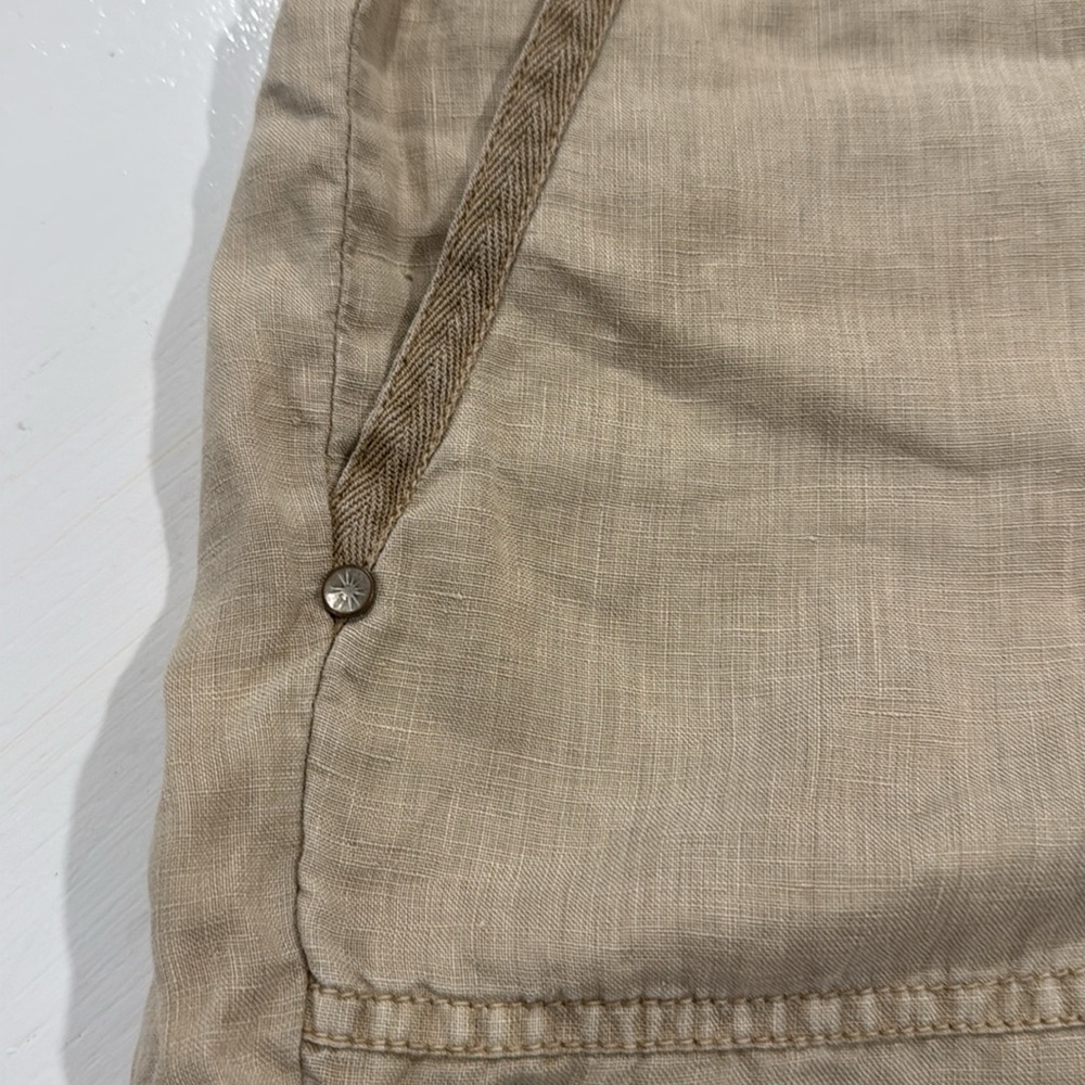 Michael Stars 100% Linen Drawstring Shorts Tan Beige Relaxed Fit Size Small - Picture 10 of 10